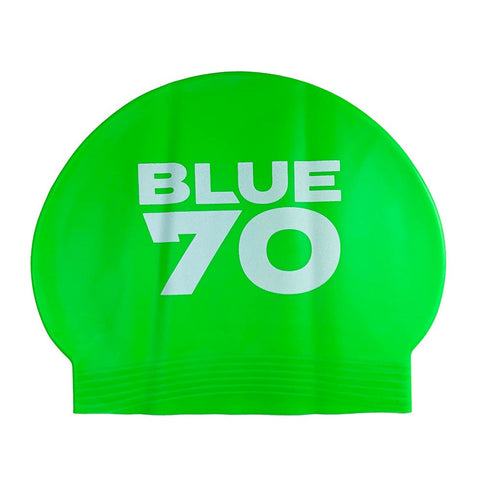 SILICONE SWIM CAP LOGO BLUE70