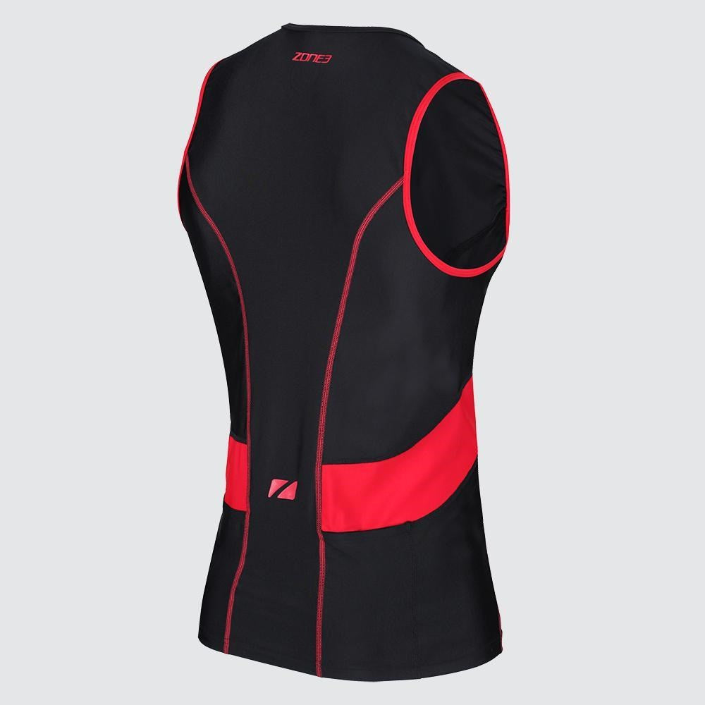 ZONE3 MENS ACTIVATE PLUS TRI TOP - BLACK/RED
