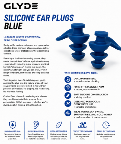 HydraLock Silicone Moulded Ear Plugs  -Blue