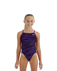 TYR Girls' Fizzy Cutoutfit Swimsuit - Purple