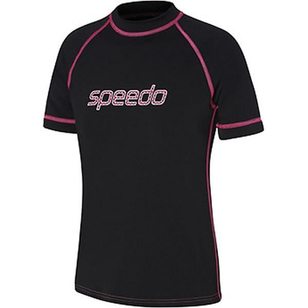 LOGO SHORT SLEEVE SUN TOP BLACK/FLURO PINK SPEEDO