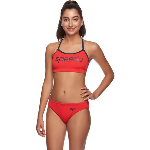 ENDURANCE+ CROP SET TWO PIECE NAVY FIRE RED SPEEDO