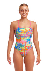 LADIES POKA PALM STRAPPED IN ONE PIECE