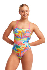 LADIES POKA PALM STRAPPED IN ONE PIECE