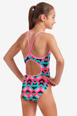 GIRL'S SQUARE STARE DIAMOND BACK ONE PIECE