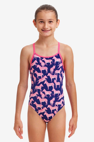 GIRL'S SWEET STRIPES DIAMOND BACK ONE PIECE