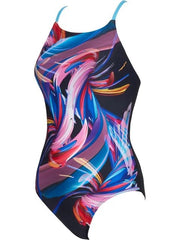 WOMENS Y-CLOSEBACK ONE PIECE COLOUR FLOW PRINT  ZOGGS